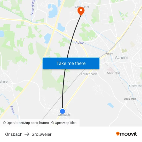 Önsbach to Großweier map