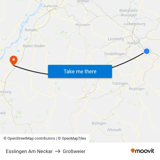 Esslingen Am Neckar to Großweier map