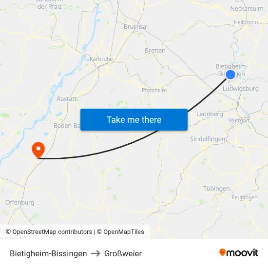 Bietigheim-Bissingen to Großweier map