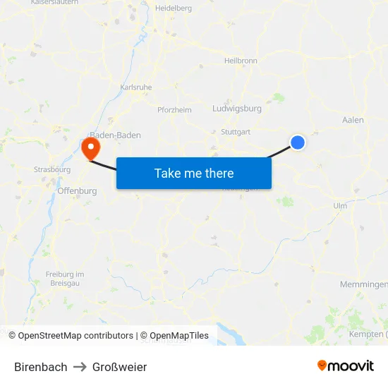 Birenbach to Großweier map