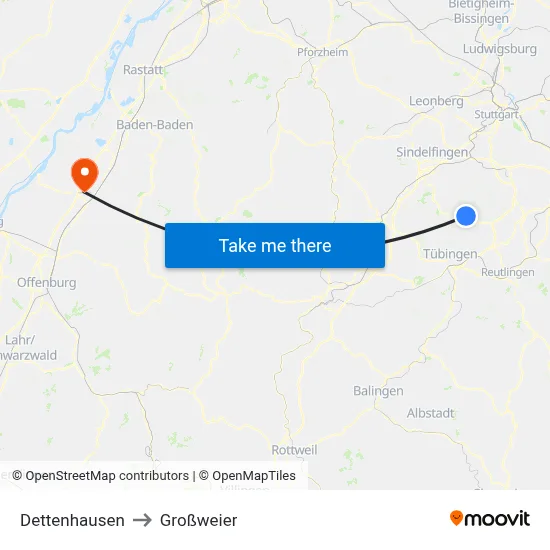 Dettenhausen to Großweier map