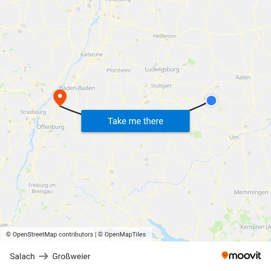 Salach to Großweier map