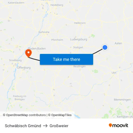 Schwäbisch Gmünd to Großweier map