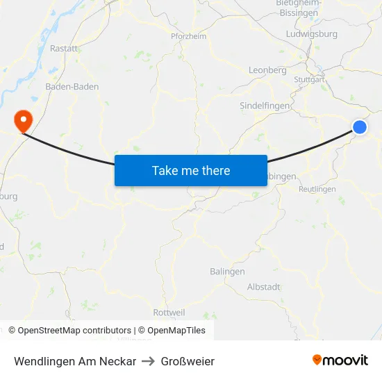 Wendlingen Am Neckar to Großweier map