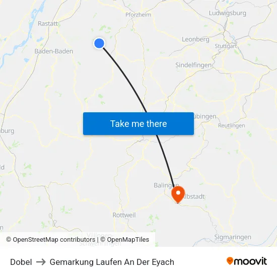 Dobel to Gemarkung Laufen An Der Eyach map