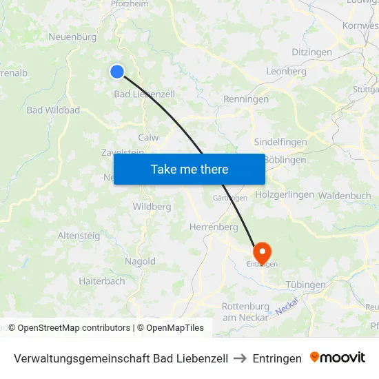 Verwaltungsgemeinschaft Bad Liebenzell to Entringen map