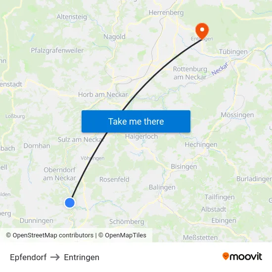 Epfendorf to Entringen map