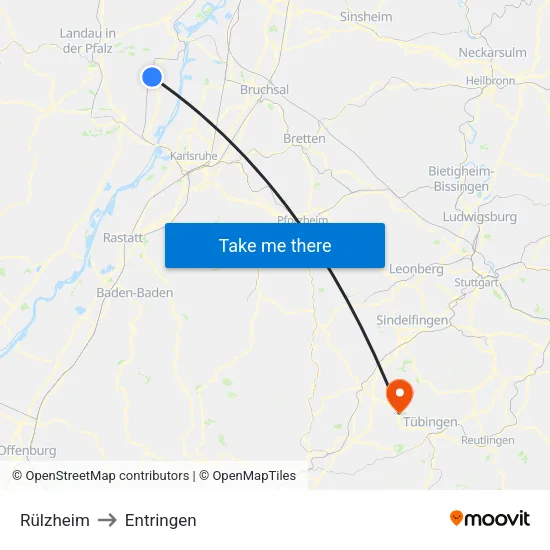Rülzheim to Entringen map