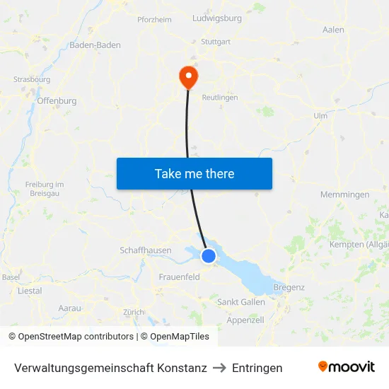 Verwaltungsgemeinschaft Konstanz to Entringen map