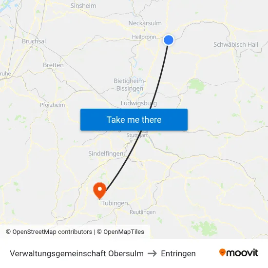 Verwaltungsgemeinschaft Obersulm to Entringen map
