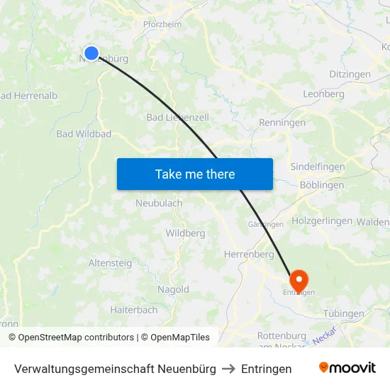 Verwaltungsgemeinschaft Neuenbürg to Entringen map