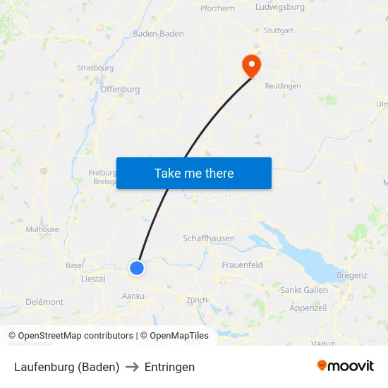 Laufenburg (Baden) to Entringen map