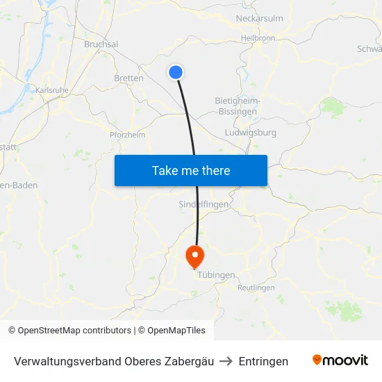 Verwaltungsverband Oberes Zabergäu to Entringen map
