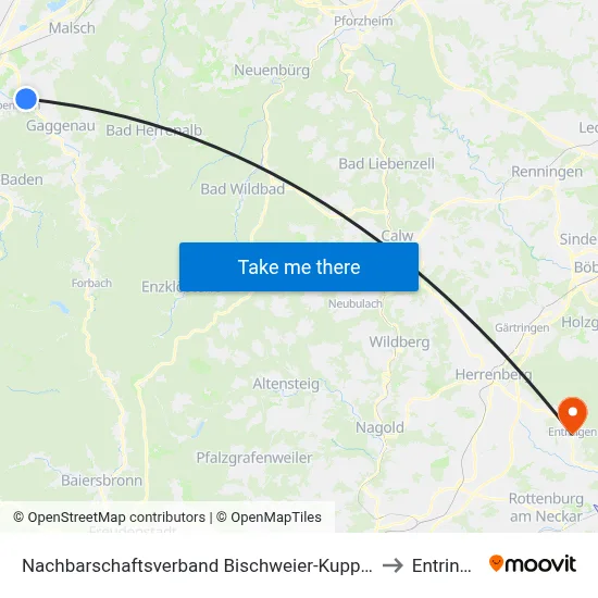 Nachbarschaftsverband Bischweier-Kuppenheim to Entringen map