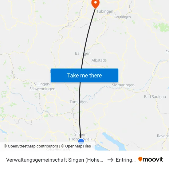 Verwaltungsgemeinschaft Singen (Hohentwiel) to Entringen map