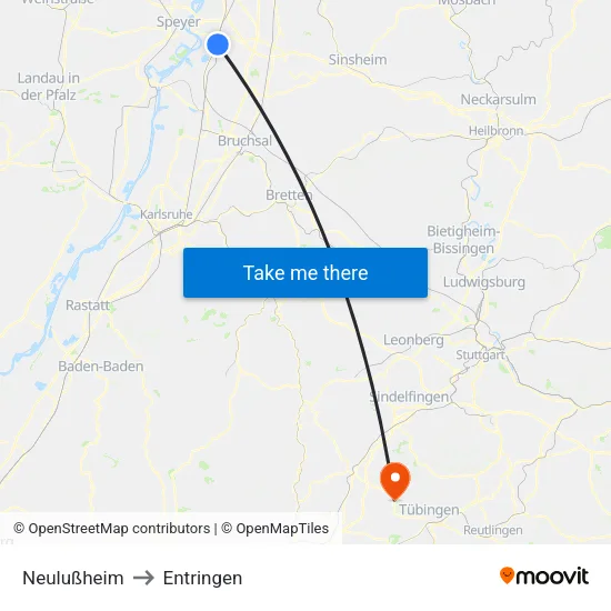 Neulußheim to Entringen map
