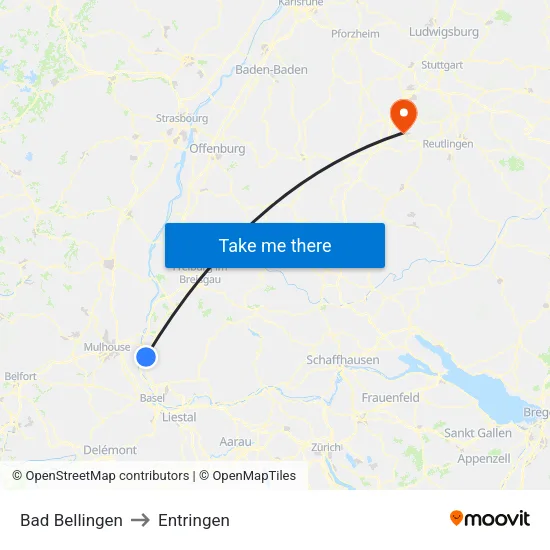 Bad Bellingen to Entringen map