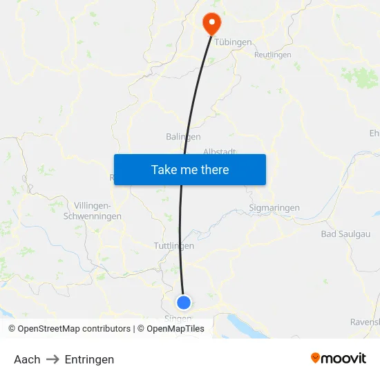 Aach to Entringen map