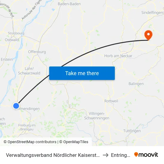 Verwaltungsverband Nördlicher Kaiserstuhl to Entringen map
