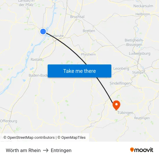 Wörth am Rhein to Entringen map
