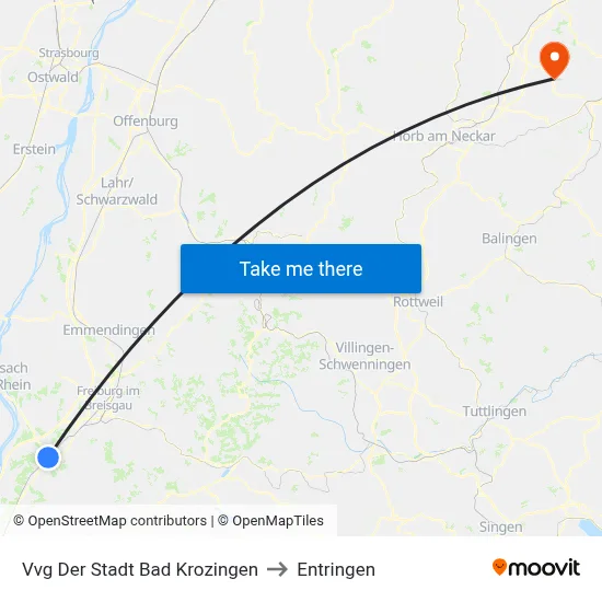 Vvg Der Stadt Bad Krozingen to Entringen map