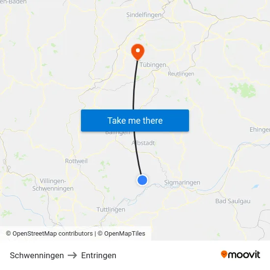 Schwenningen to Entringen map