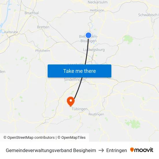 Gemeindeverwaltungsverband Besigheim to Entringen map