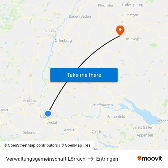 Verwaltungsgemeinschaft Lörrach to Entringen map
