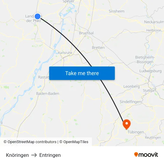 Knöringen to Entringen map