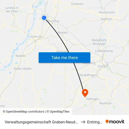 Verwaltungsgemeinschaft Graben-Neudorf to Entringen map