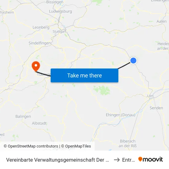 Vereinbarte Verwaltungsgemeinschaft Der Stadt Geislingen An Der Steige to Entringen map