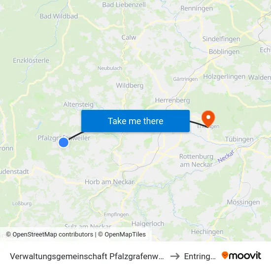 Verwaltungsgemeinschaft Pfalzgrafenweiler to Entringen map