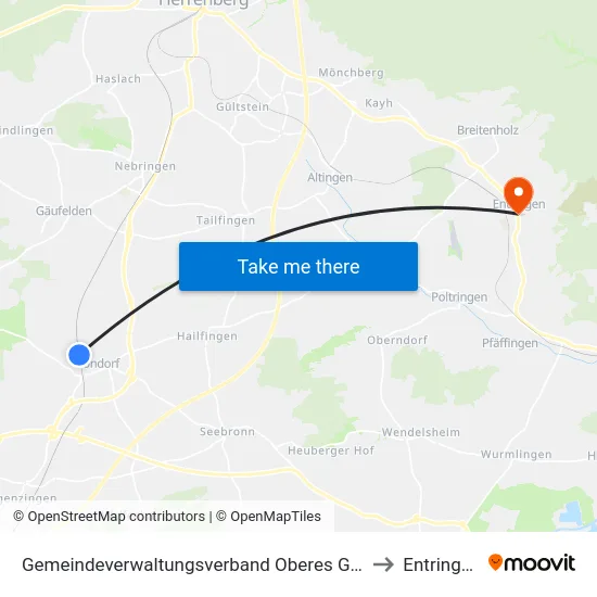 Gemeindeverwaltungsverband Oberes Gäu to Entringen map
