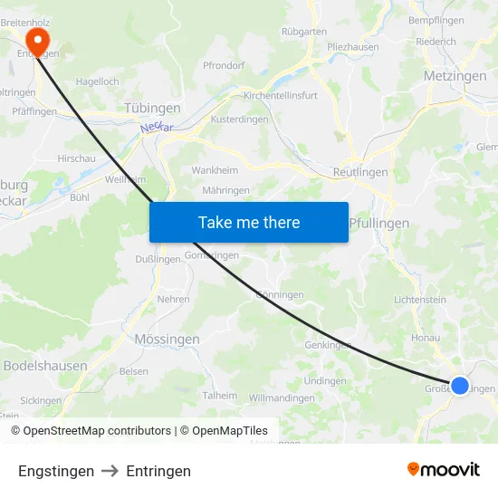 Engstingen to Entringen map
