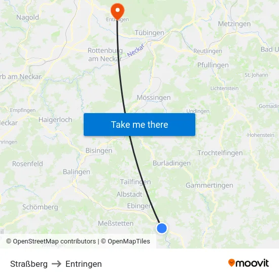 Straßberg to Entringen map