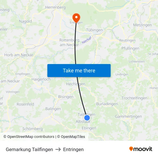 Gemarkung Tailfingen to Entringen map