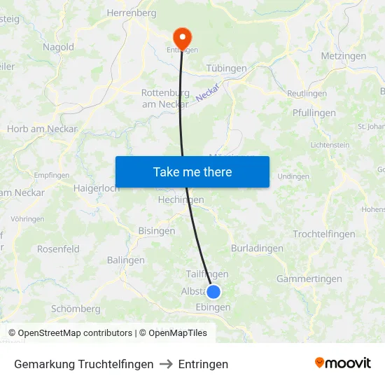 Gemarkung Truchtelfingen to Entringen map