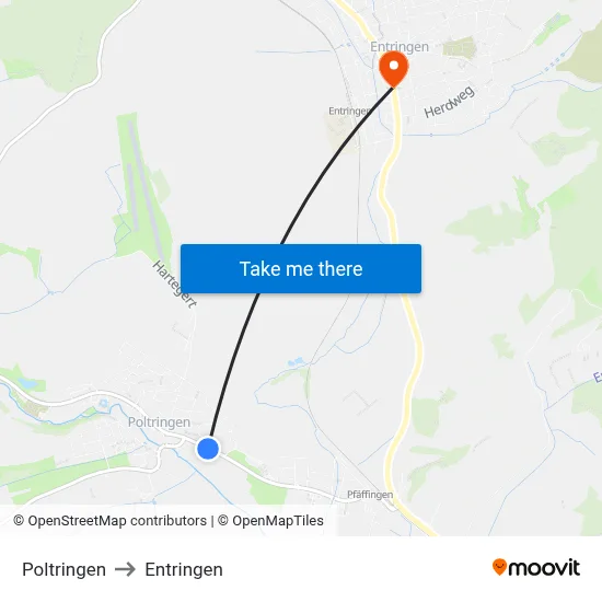 Poltringen to Entringen map