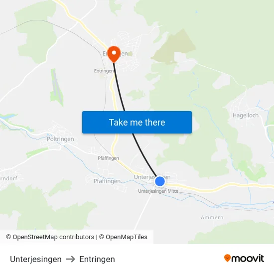 Unterjesingen to Entringen map
