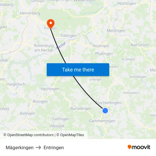 Mägerkingen to Entringen map