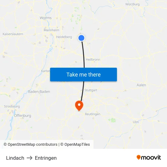Lindach to Entringen map