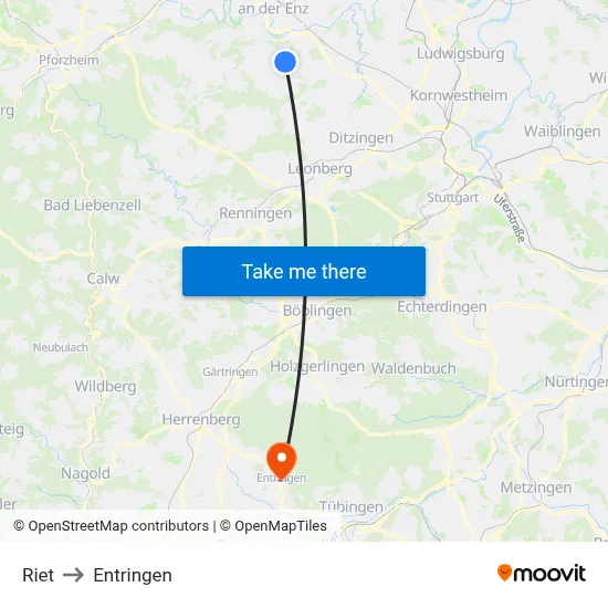 Riet to Entringen map