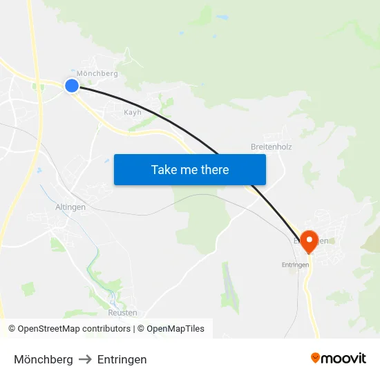 Mönchberg to Entringen map