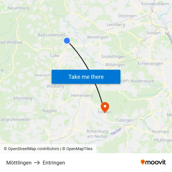 Möttlingen to Entringen map