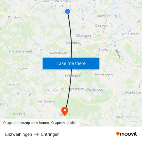 Enzweihingen to Entringen map