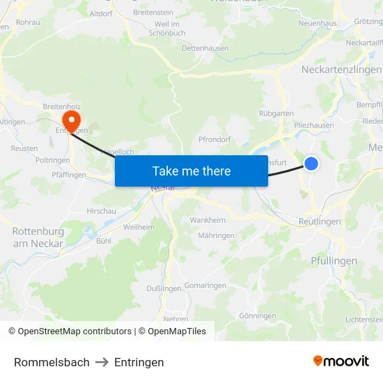 Rommelsbach to Entringen map