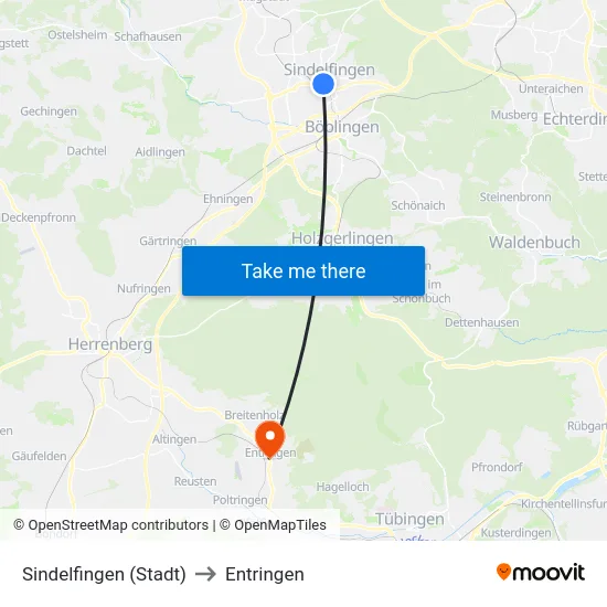 Sindelfingen (Stadt) to Entringen map