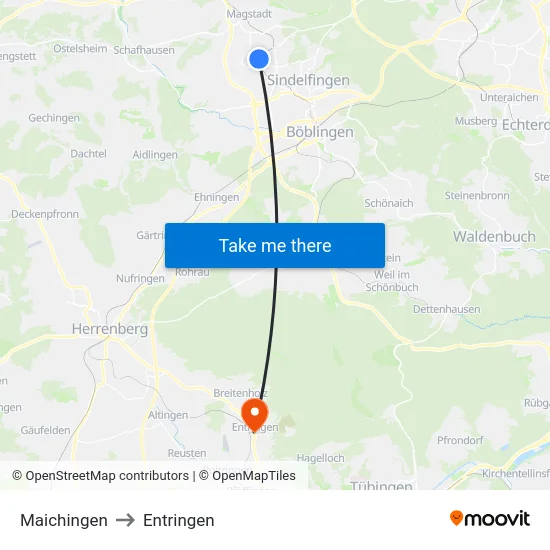 Maichingen to Entringen map
