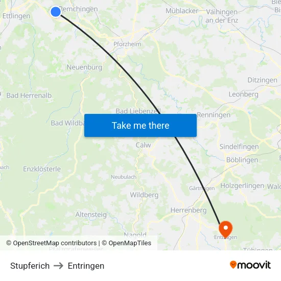 Stupferich to Entringen map
