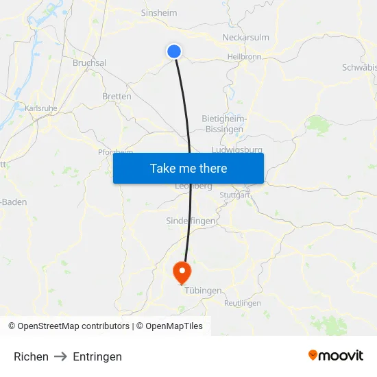 Richen to Entringen map